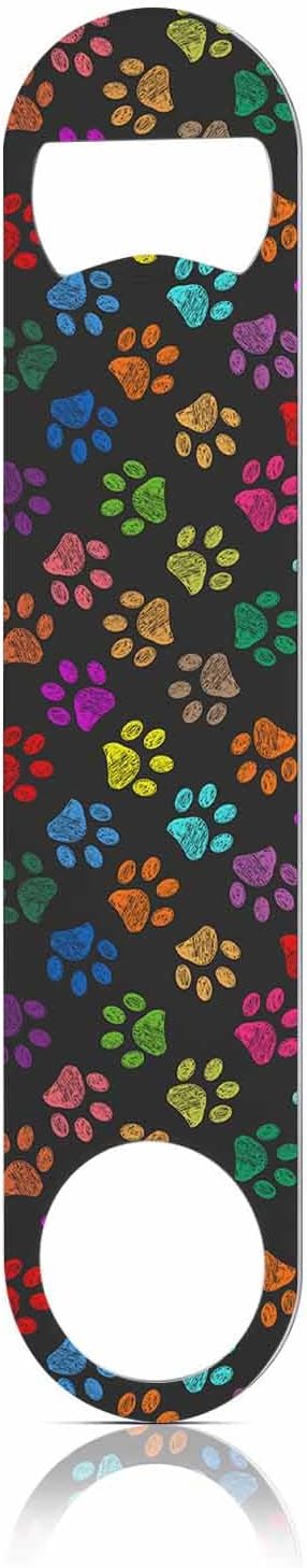Colorful Paw Prints Stainless Steel Bottle Opener Hand Drawn Cat Dog Foot by TASDANA