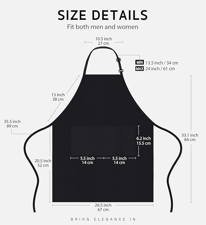 Syntus 12 Pack Bib Apron, Unisex Aprons Adjustable Waterdrop Resistant - Image 2