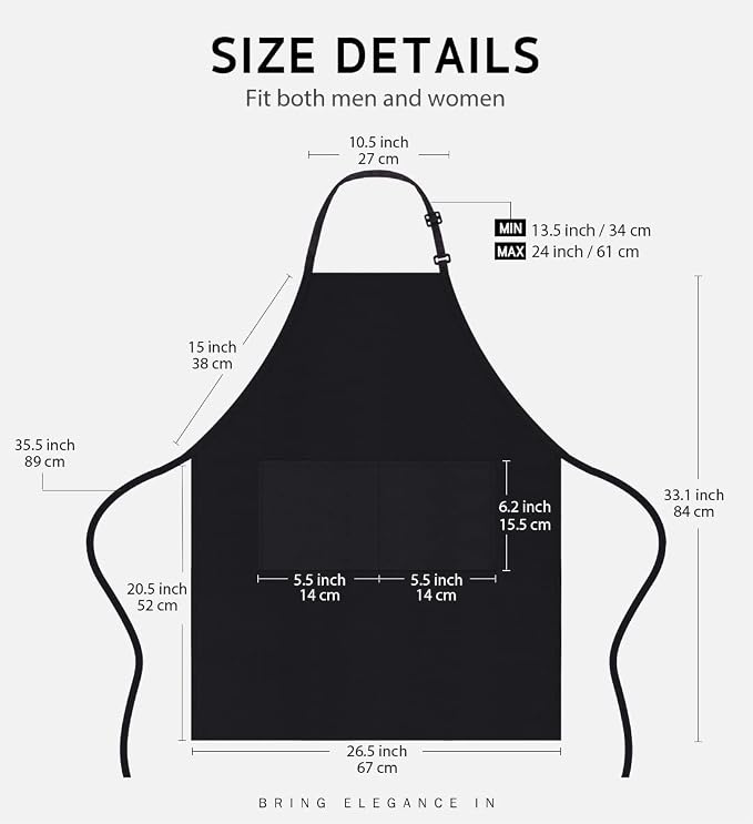 Syntus Apron for Men Women, Adjustable Cooking Kitchen Chef Aprons - Image 2