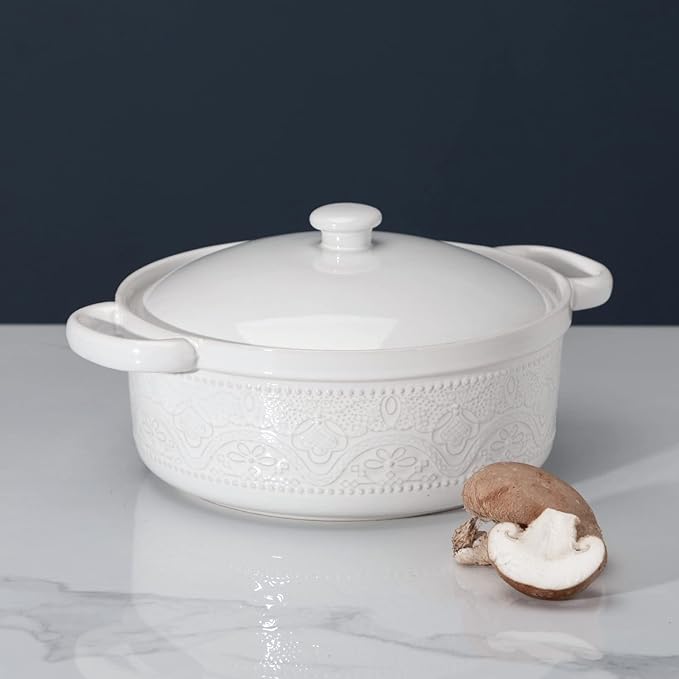 FUN ELEMENTS Casserole Dish, 2 Quart Lace Emboss Dish - Image 2