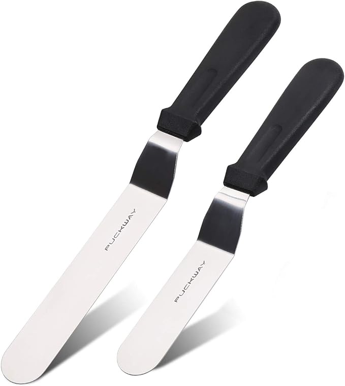 Angled Icing Spatula, Stainless Steel Offset Spatula, Cake Spatula Set of 2 by PUCKWAY