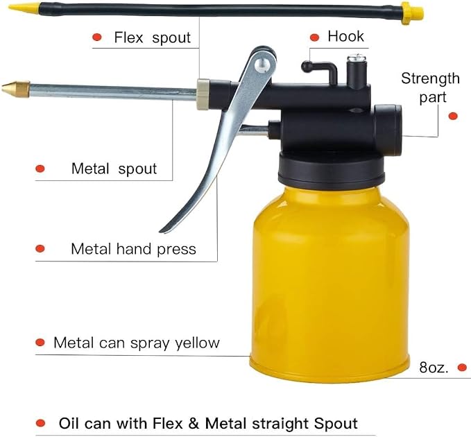 Hand Pump Oiler Can Professional Level 8 oz. Capacity Pump Oiler - Image 5