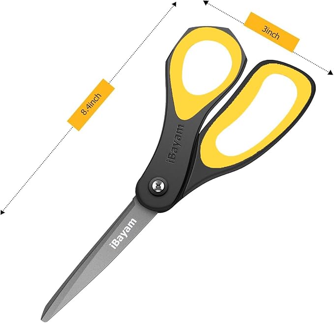 Scissors, iBayam 3 Pack 8" All Purpose Nonstick Scissors, 2.5MM Thickness - Image 2
