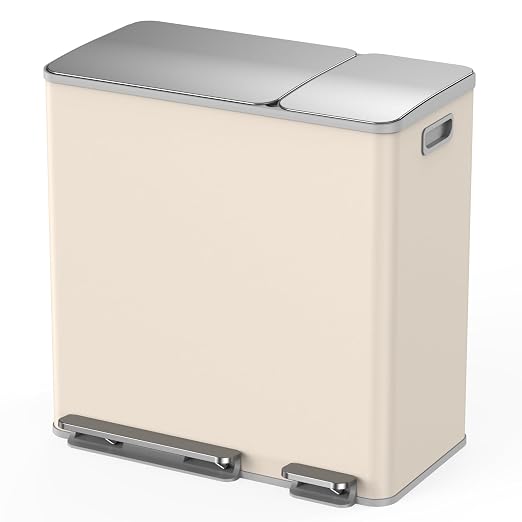 Lovewind Double Trash Can Kitchen, 13+5.5 Gallon Stainless Steel Dual Trash and by LOVEWIND