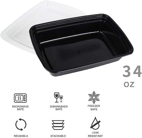 50-Pack Food Prep Containers, 1000ML/ 34 OZ Microwavable Food Storage Containers - Image 2