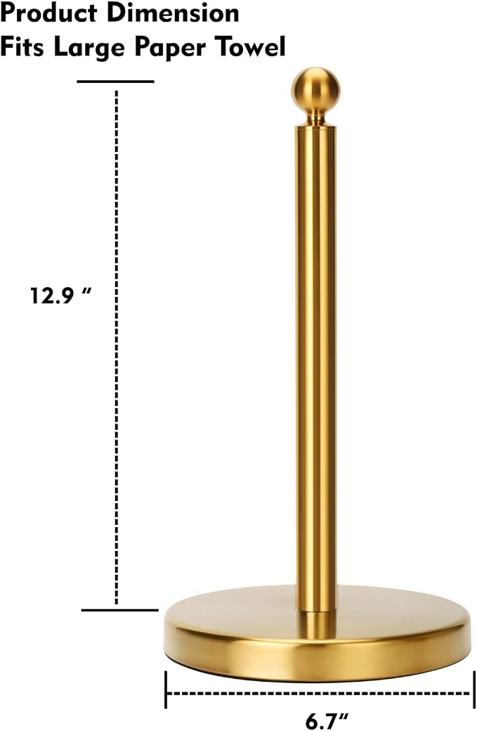 Gold Paper Towel Holder Countertop, Standing Paper Towel Roll Holder - Image 4