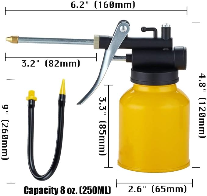 Hand Pump Oiler Can Professional Level 8 oz. Capacity Pump Oiler - Image 7