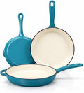 Hisencn Enameled Cast Iron Frying Pan Set, 3 Piece Set of Skillets, PFAS & PTFE by Hisencn