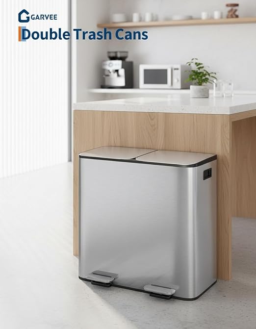 Garvee Double Trash Can, 2 x 10.6 gal Garbage Can - Image 6