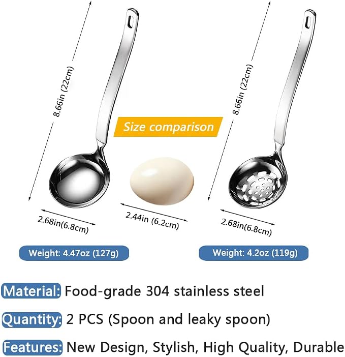 Collfa Small Soup Ladle Metal SUS304 Stainless Steel Ladles Spoon And Slotted - Image 2