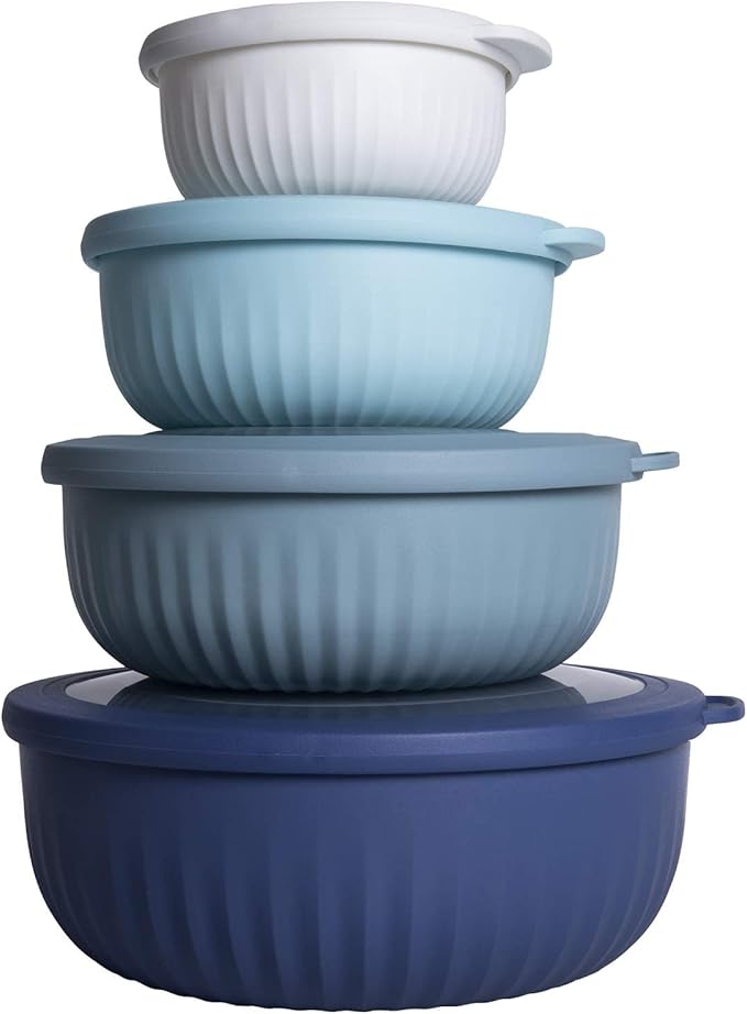 COOK WITH COLOR Prep Bowls with Lids- Wide and Deep Nesting Plastic Small by CookwithColor