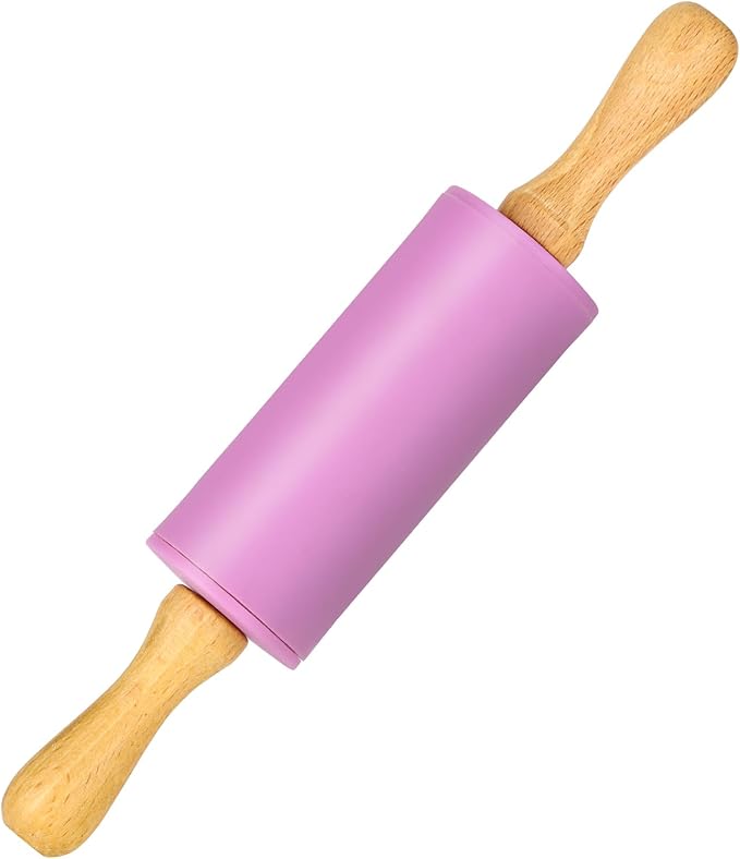 Mini Silicone Rolling Pin for Kids, Non-stick Surface Wood Handle, 9 Inch 1 by Honglida