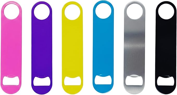 6 Pcs Colorful Stainless Steel Heavy Duty Flat Bottle Openers, 7 Inch Solid by Unknown