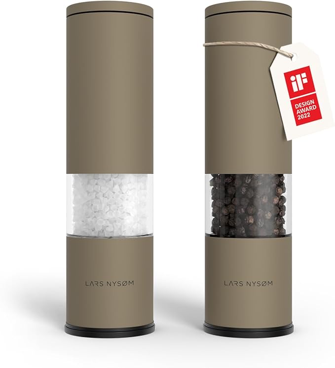 LARS NYSØM Salt and Pepper Grinder Set Manual, Stainless Steel Salt and Pepper by LN