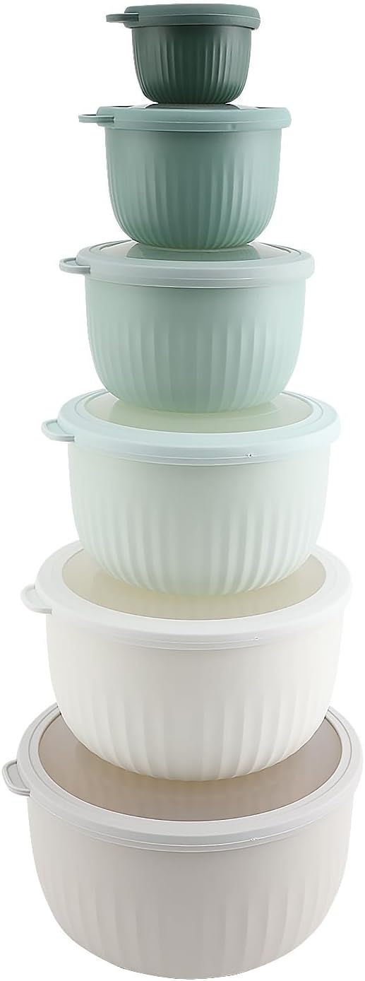 COOK WITH COLOR Prep Bowls with Lids- Wide and Deep Nesting Plastic Small by CookwithColor