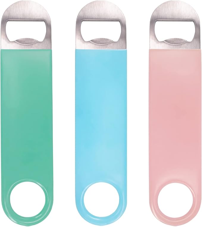 KTOJOY 3 Pack Heavy Duty Stainless Steel Flat Bottle Opener, Solid and Beer by KTOJOY