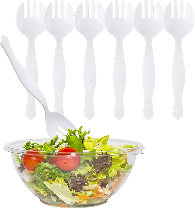 PARTY BARGAINS Disposable White Plastic Serving Forks 8.75 Inch – Heavy Duty by PARTYBARGAINS