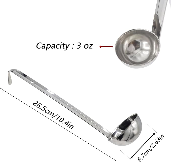 3 Pcs 3 oz Stainless Steel Soup Ladle Set, Long Handle Serving Spoons - Image 2