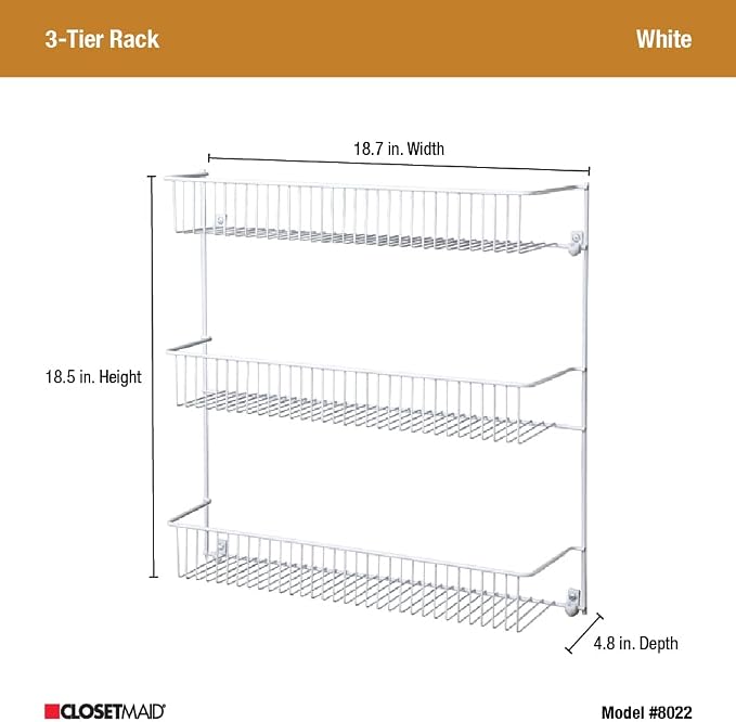 ClosetMaid 3-Tier Hanging Wall Mounted Metal Rack - Image 3