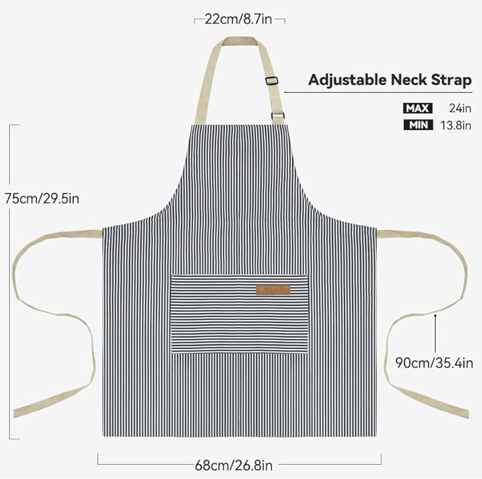 NLUS 2 Pack Kitchen Cooking Aprons, Adjustable Bib Soft Chef Apron - Image 2