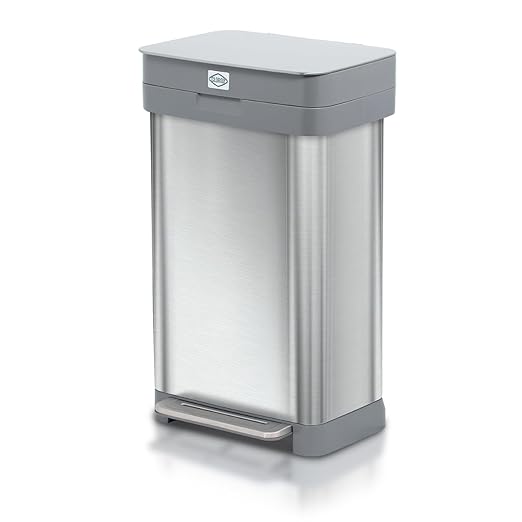 Clorox 13 Gallon Trash Can - 50L Kitchen Trash Can - Rectangular Stainless by Clorox