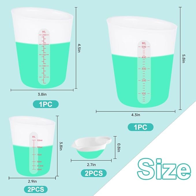 6 PCS Silicone Cup Set, 250ml and 125ml - Image 3