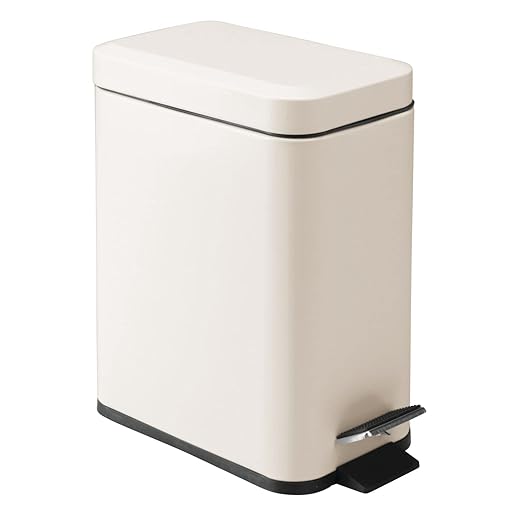 mDesign Small Modern 1.3 Gallon Rectangle Metal Lidded Step Trash Can, Compact - Image 9