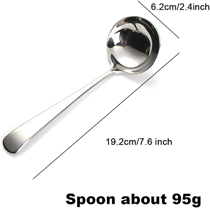 7.6'' Gravy Ladle Sauce Soup Spoon Heavy Duty 18/10 Stainless Steel - Image 2