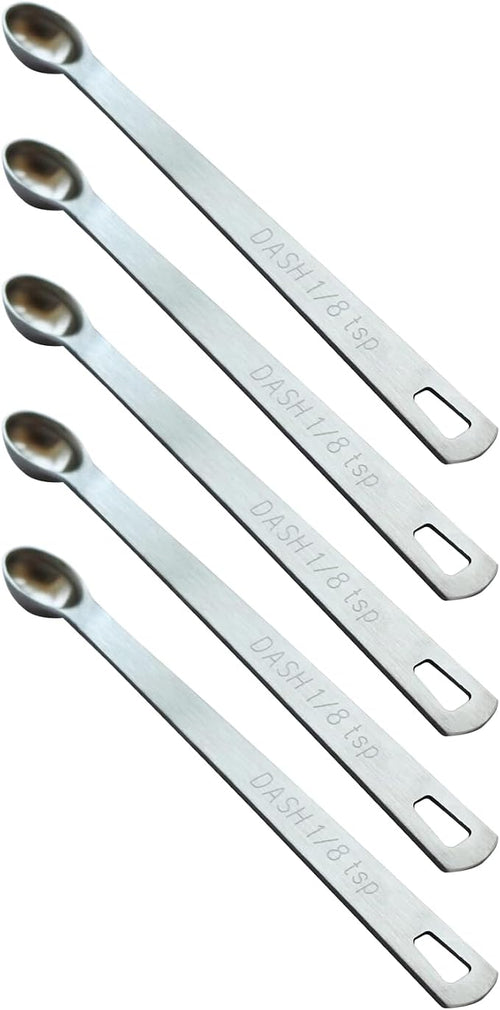 5PCS 1/8 Teaspoon Single Tiny Measuring Spoon, Small Individual Stainless Steel by BERYLER
