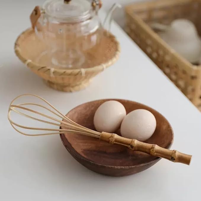 Handmade Wooden Whisks for Cooking - 10In Natural Bamboo Whisk - Image 3