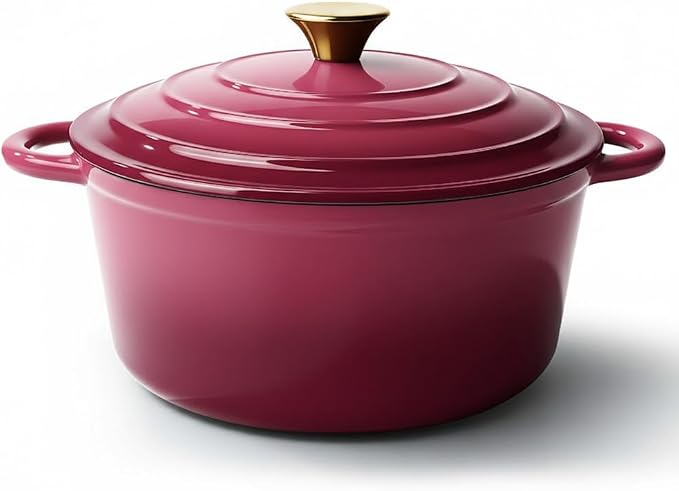 4.5 Quart Dutch Oven Pot with Lid, Non Stick Enameled Cast Iron Dutch Oven by Fijinhom