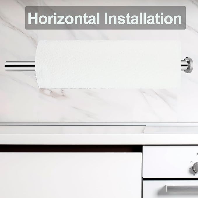 Paper Towel Holder with 2 Hooks-Under Cabinet Paper Towel Holder - Image 4