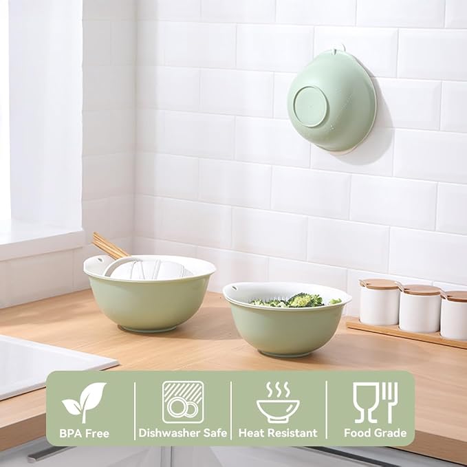 Colander Bowl Set of 2, Nesting Large Capacity Plastic Food Strainer - Image 6