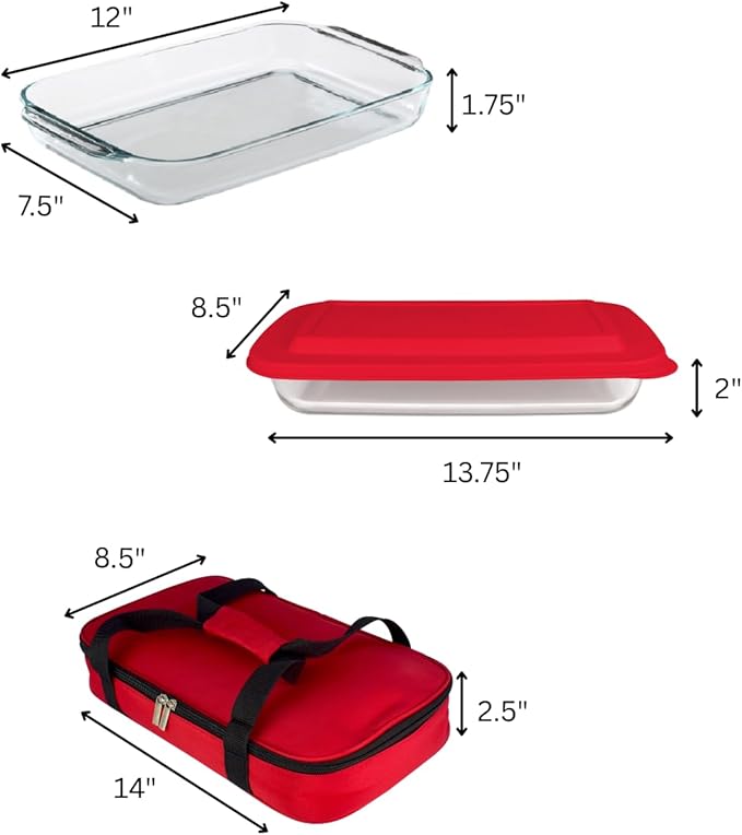 HW1236 Glass Casserole with Insulated Bag, Hiking & Beach Trip-Retains Hot and - Image 5