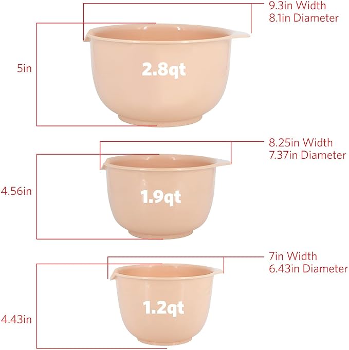 Glad Mixing Bowls with Pour Spout| Nesting Design Saves Space | Non-Slip - Image 3