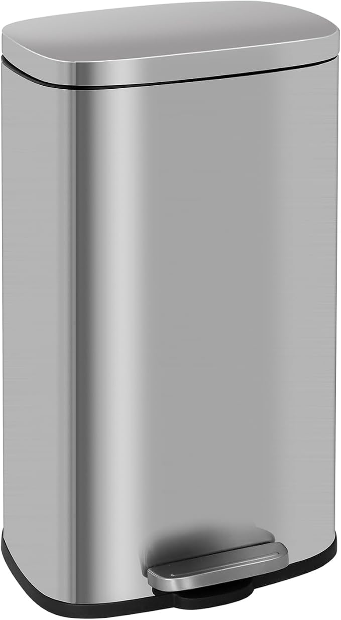FDW | 8 Gallon Trash Can with Lid | Stainless Steel | Fingerprint Proof | Made by FDW