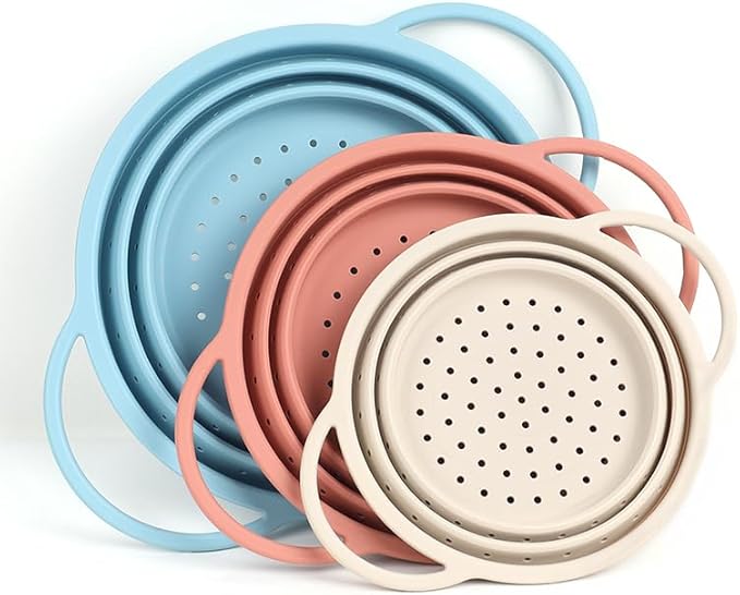 Silicone Colander Set – Collapsible Platinum Silicone Strainer by SelectShen%E2%84%A2EcoPremiumLiving