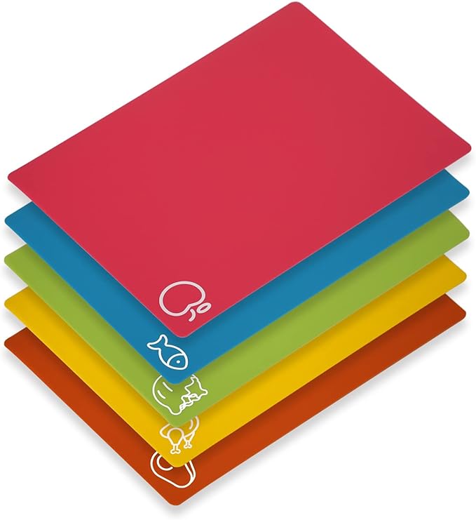 Goodluck 5 Pieces Flexible Cutting Boards, BPA Free Plastic Cutting Boards by GoodLuck