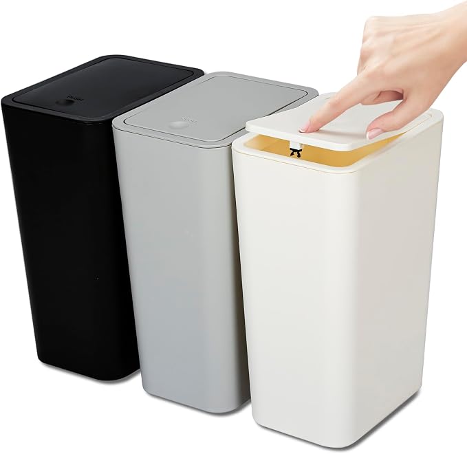 N. NETDOT 3 Pack 10L/2.6 Gal Bathroom Trash Can by NNETDOT