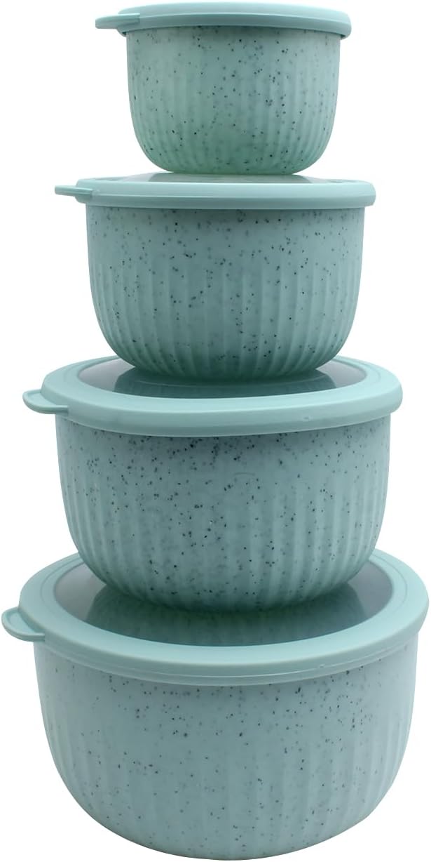 COOK WITH COLOR Prep Bowls with Lids- Wide and Deep Nesting Plastic Small by CookwithColor