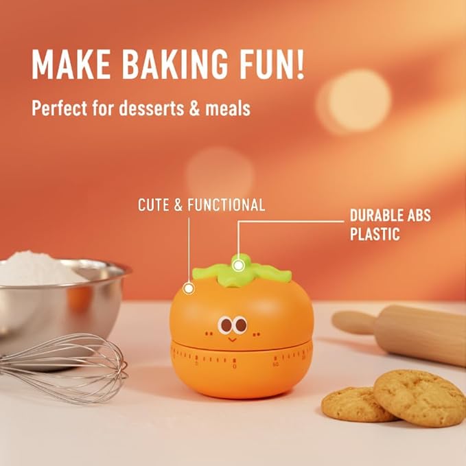 Cute Kitchen Timer with 60-Minute Mechanism, Non-Slip Base, Easy-Read Dial - Image 5