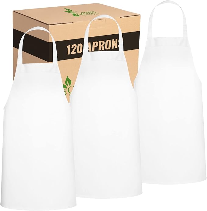 GREEN LIFESTYLE 120 Pack Professional Chef Apron – Grilling Aprons by GreenLifeStyle