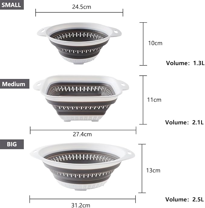 LogFaadCoi 3 Pcs Collapsible Colander and Strainer, Silicone Strainer Colanders - Image 6