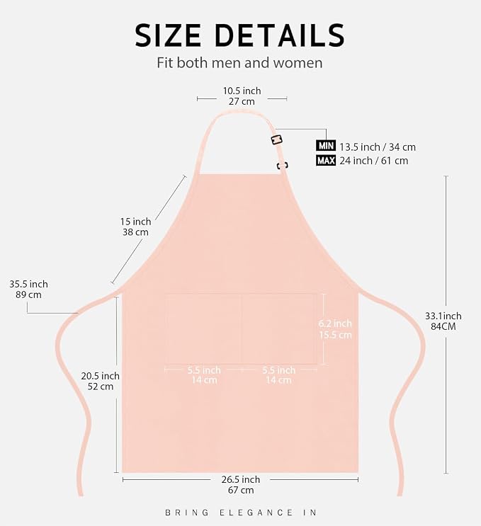 Syntus Apron for Men Women, Adjustable Cooking Kitchen Chef Aprons - Image 2