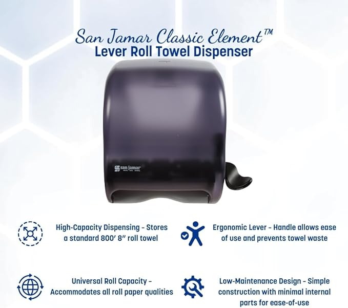 San Jamar Classic Element Paper Towel Dispenser Wall-Mounted Commercial Roll - Image 2