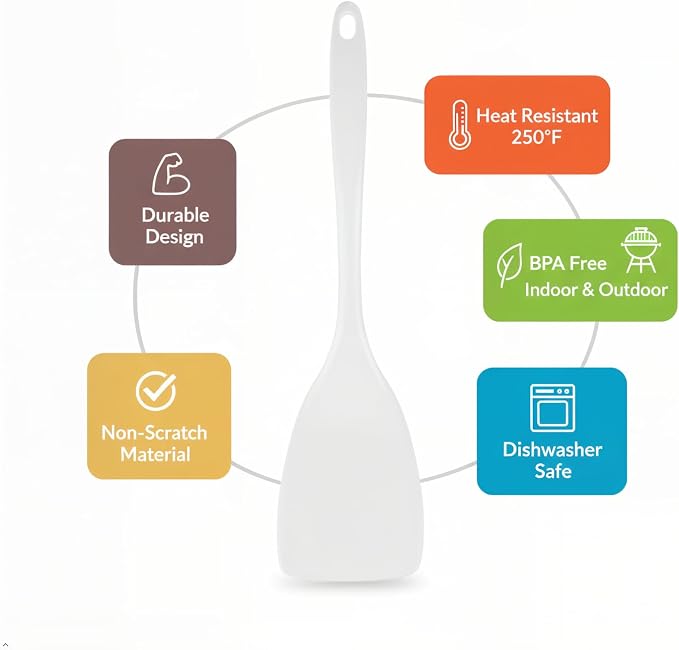 Spatula, Turner for Non-stick pans, Heat Resistant, BPA Free Melamine Utensil - Image 7