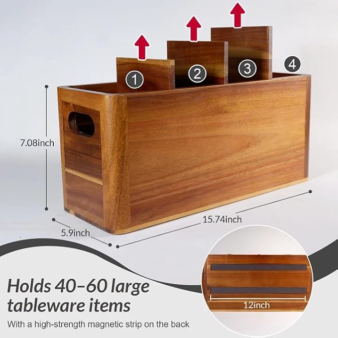 Wooden Kitchen Utensil Holder Organizer - Image 2