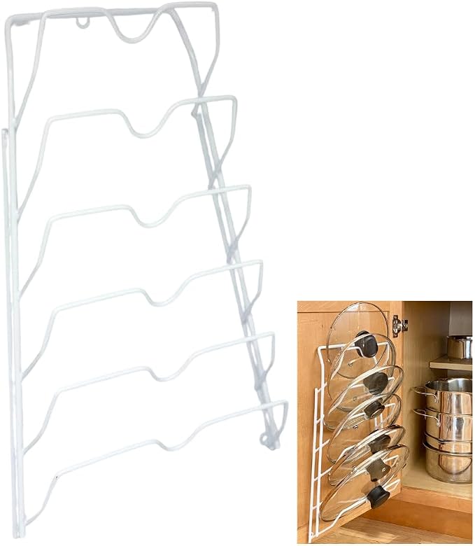 Evelots 6 Pot Lid Organizer for Cabinet Door or Pantry Wall by Evelots