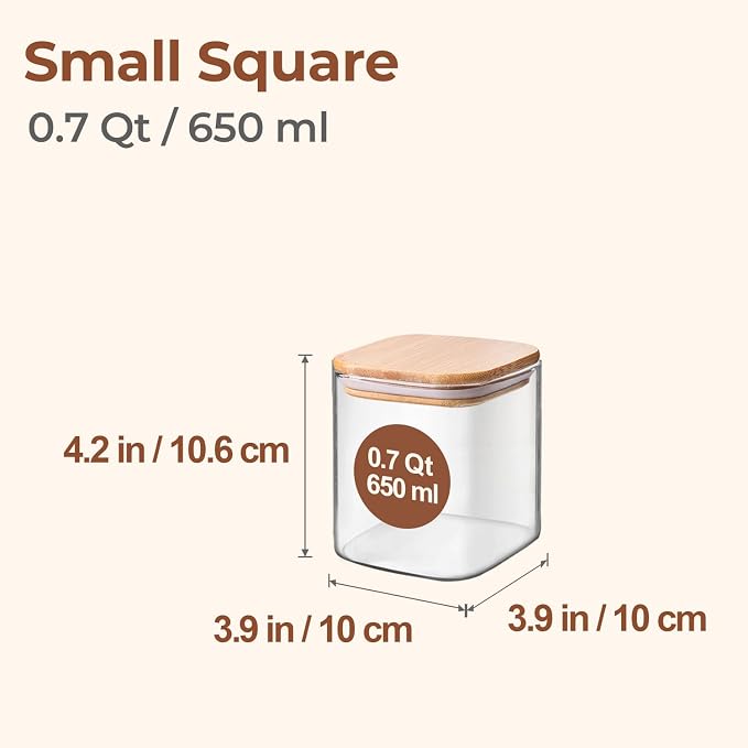 ComSaf 0.7 Qt Glass Food Storage Jars Set of 9, Pantry Organization Jar - Image 2