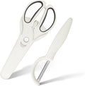 3PCS White Kitchen Scissors and Peeler Set, Magnetic Shears by DARKEDGE